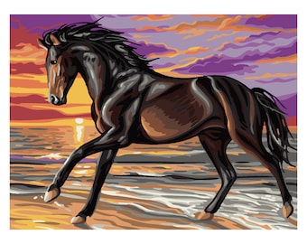 Painting By Numbers Horses PDF, For Adults Kids Printable Cute Animals Paint By Numbers To Print, Activity At Home, Etsy Instant Download