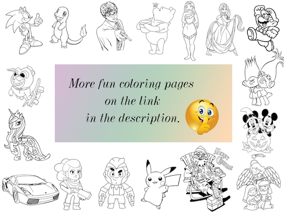 coloring pages for kids pdf printable cute princess easy etsy