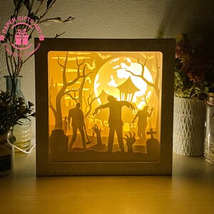 Halloween Zombie Paper Cut Light Box Template, Shadow Box, 3D Papercut Lightbox Svg File DIY, Cutting Cricut
