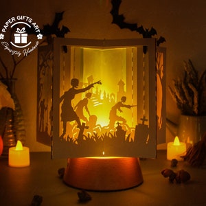 Book Star Lantern Halloween Zombie, Star Paper Craft, Popup Card 3D,Handmade Halloween Decoration, Paper Cut Halloween Witch