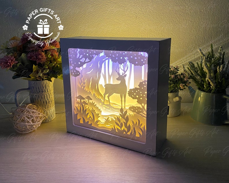 Deer in the Forest Shadow Box, SVG Animal Shadow Box, 3D Paper Cut ...