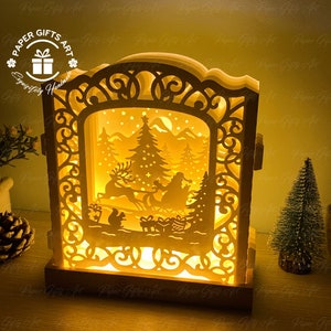 Santa Claus reindeer Ride Christmas Pop-up Card 3D - Template Files - SVG files - Digital Templates -Paper Cutting Template Files