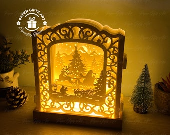 Santa Claus Reindeer Ride Christmas Pop-up Card 3D -  Template Files - SVG files - Digital Templates -Paper Cutting Template Files