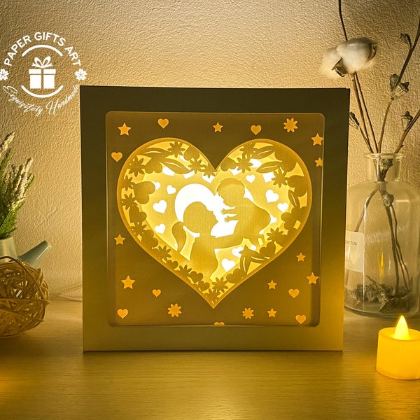 Mothers and Baby Shadow box SVG Template- Paper cut Lightbox Template -3D layered, Cutting Cricut