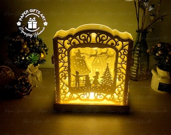God Jul Popup-kort 3D - Mallfiler - SVG-filer - Digitala mallar - Mallfiler för pappersklippning