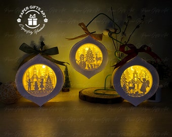 Combo 3 Paper Lantern Christmas Decorations Arabesque DIY Christmas Ornaments - Christmas Angels - Paper Cut Arabic Decorations