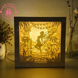 Fairy In The Flower Garden Light Box Template, 3D Layering, Svg Template, Cricut - 3D DIY,Shadow Box Paper Cut
