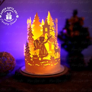 Christmas Angel Paper Lantern  - DIY paper cut lights - Merry Christmas SVG file - Silhouette  File