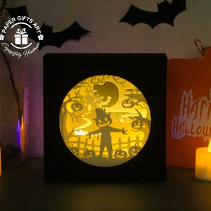 Mystery Box Halloween Pumpkin Scarecrow - Gift box svg - Halloween box SVG - Mystery Gift Box - Paper Cut Template