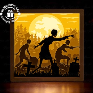 Halloween Zombie Clipart ,Ghost Cemetery, Shadow Box Files, Paper Cut Light Box Template Files, Shadow Box Paper Cut,SVG Files,DIY