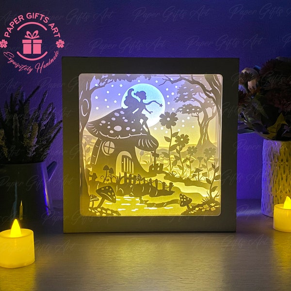 Fairy Shadow box SVG Template- Paper cut Lightbox Template -3D layered, svg template, Cutting Cricut- 3D DIY