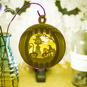 Halloween Cat Sphere Popup Mini Paper Cut Template - Halloween  Sphere Popup 3D SVG - Halloween Cat 3D Popup Card