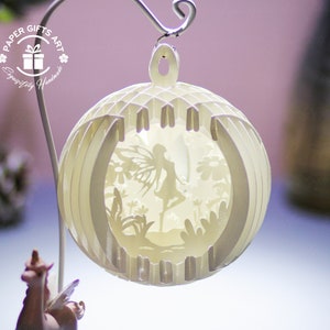 Fée dans le jardin fleuri Sphère Popup Mini - Fée Sphère Popup 3D SVG - Carte Popup Fée 3D