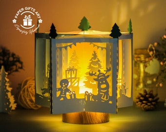 クリスマス トナカイ ブック 3D スター ランタン SVG、DIY ペーパー ランタン、3D ペーパー スター テンプレート、クリスマス ランタン、クリスマス デコレーション クラフト