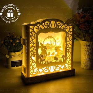 Easter Bunny Pop up Card 3D Template, Easter Lanterns Paper Cut Light ...