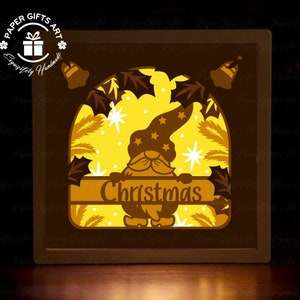 Christmas Gnome Shadow Box - 3D Paper Cut Light Box, Light Box Template, SVG file,Cricut file,Cricut Cut,DIY