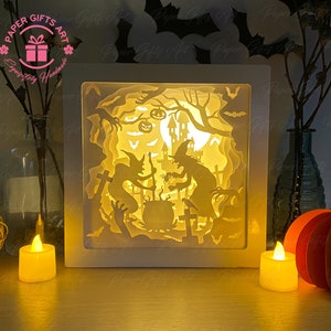 Witch Is Cooking Magic Potion 3D Shadow box Template, Halloween Paper Cut Light Box, Shadowbox, Cricut cutting files, Digital File