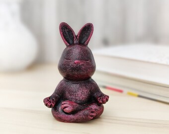 Zen rabbit statue for worktable, Yoga pose rabbit for gift, Yoga pose animal figurine,   Bunny in lotus pose, Minimalist animal sculpture.