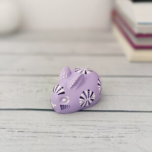 Rabbit figurine handpainted in purple tones, Adorable figure for bunny mom, Small rabbit sculpture for gift, Animal statue for bunny lover
