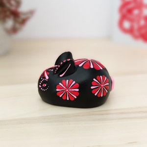 Handmade black rabbit figurine, Small rabbit sculpture, Adorable bunny gift, Black bunny statue for tabletop, Cute small gift for friend
