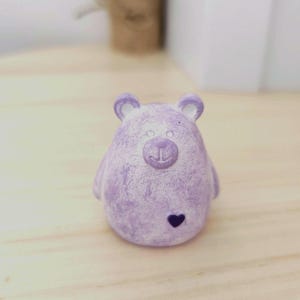Handmade bear figurine, Decorative animal figure, Woodland animal decor, Bear cub statuette for gift, Animal themed sculpture.