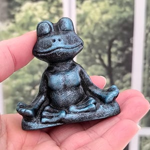 Handmade zen frog figurine, Gift for meditation and yoga lovers, Peaceful animal sculpture for home decor, Yoga pose frog statue for gift.
