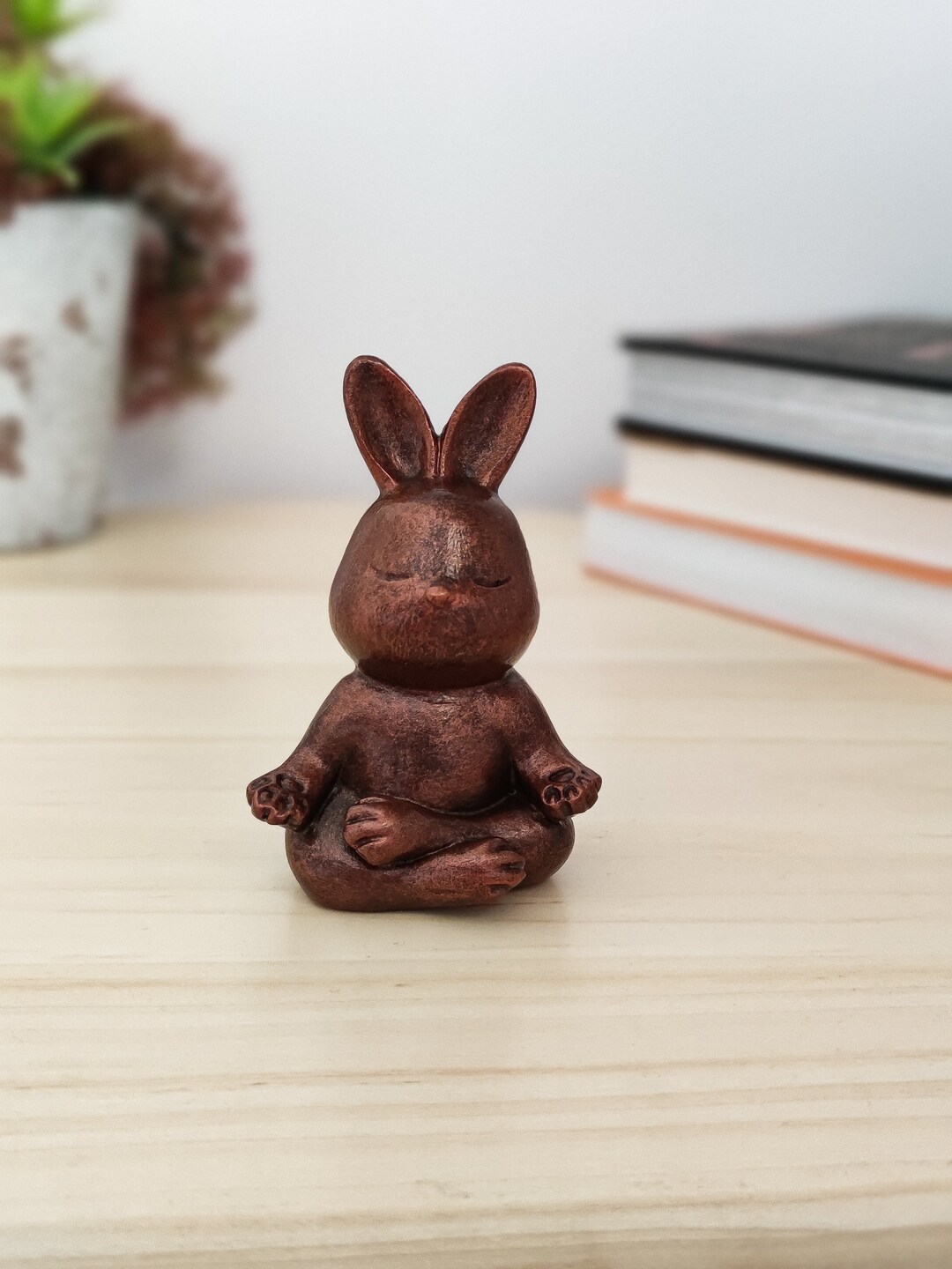 Minimalist Zen Sculpture for Desk, Yoga Pose Rabbit Statue, Small Zen