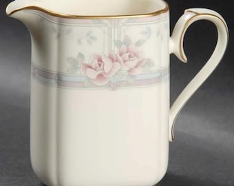 Noritake Magnificence Creamer, Fine Bone China, Pink Floral Gold Trim