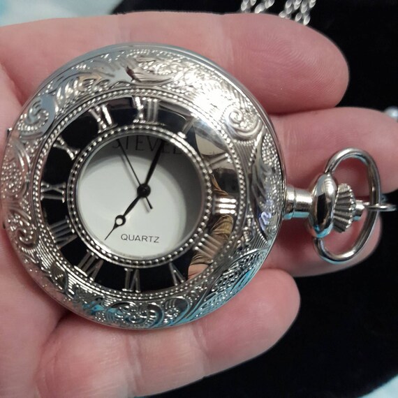 Reloj de bolsillo Stevel Quartz. Con cadena. Funcionando | Etsy España