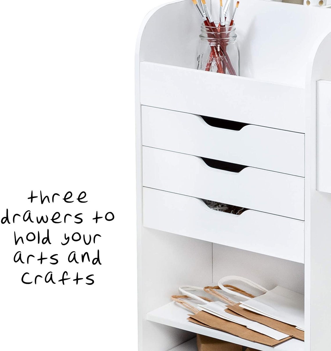 Rolling Craft Storage Cart with 3Drawers White 19.13 Etsy