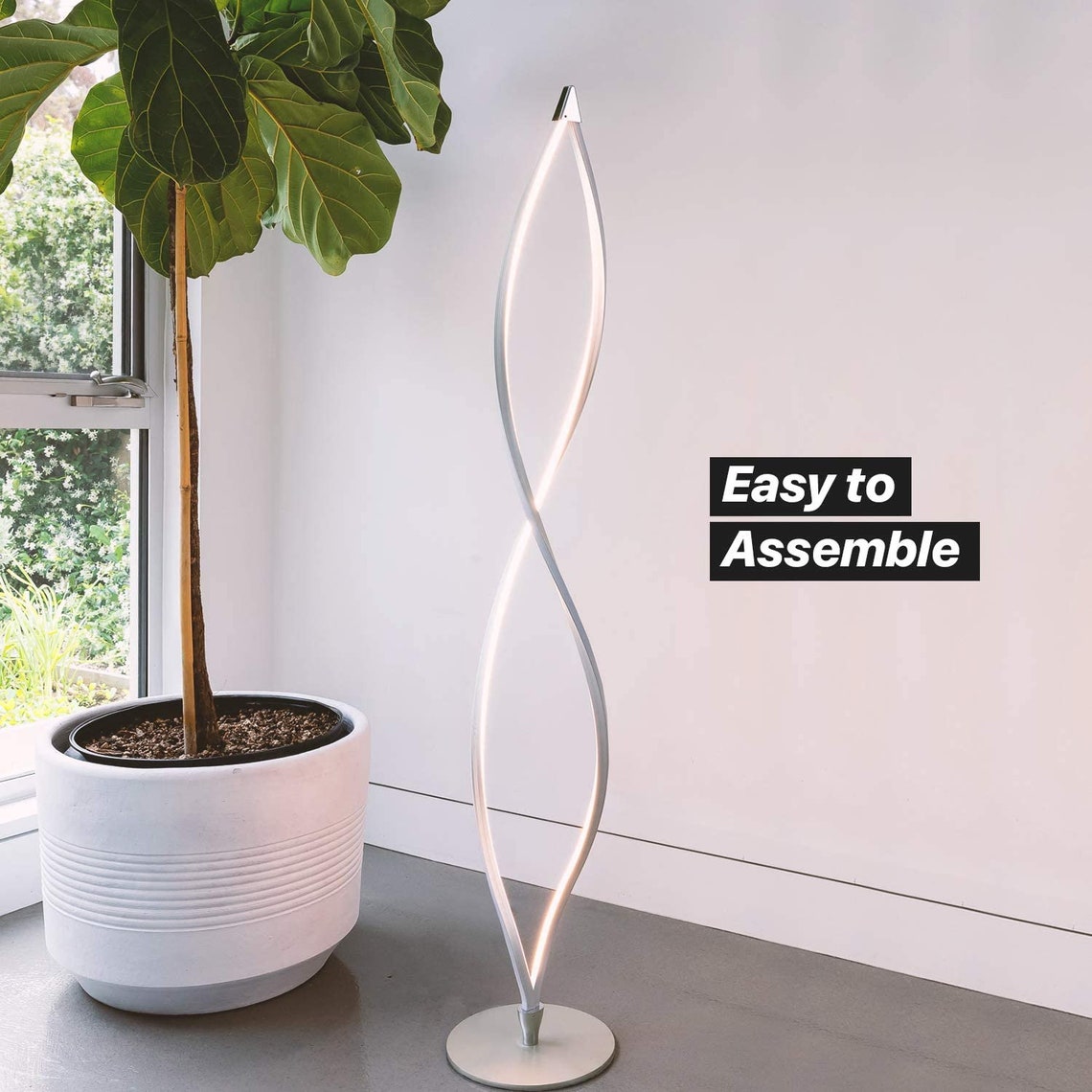 Flexible Modern LED Spiral Floor Lamp Bright Built in Dimmer Etsy