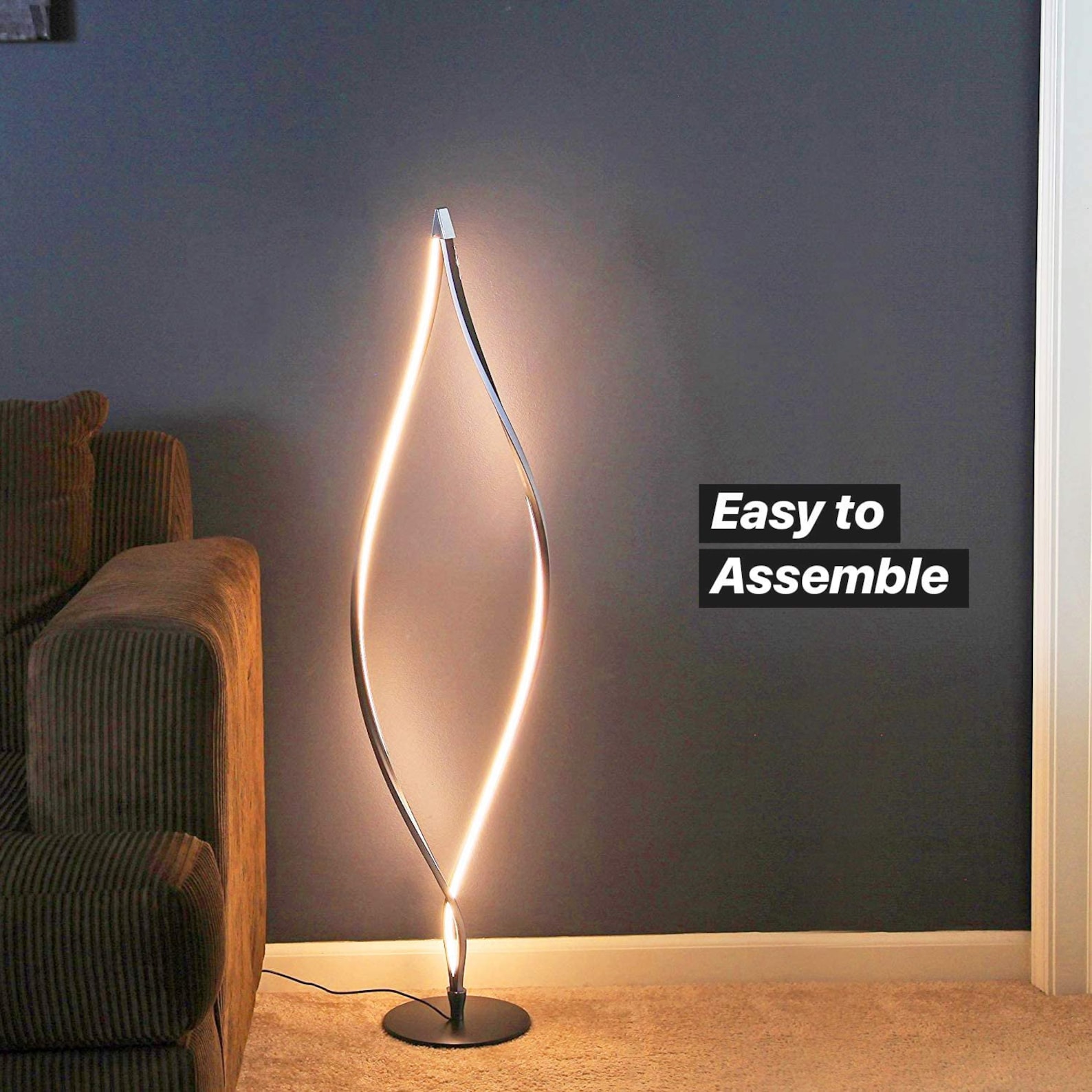 Flexible Modern LED Spiral Floor Lamp Bright Built in Dimmer Etsy