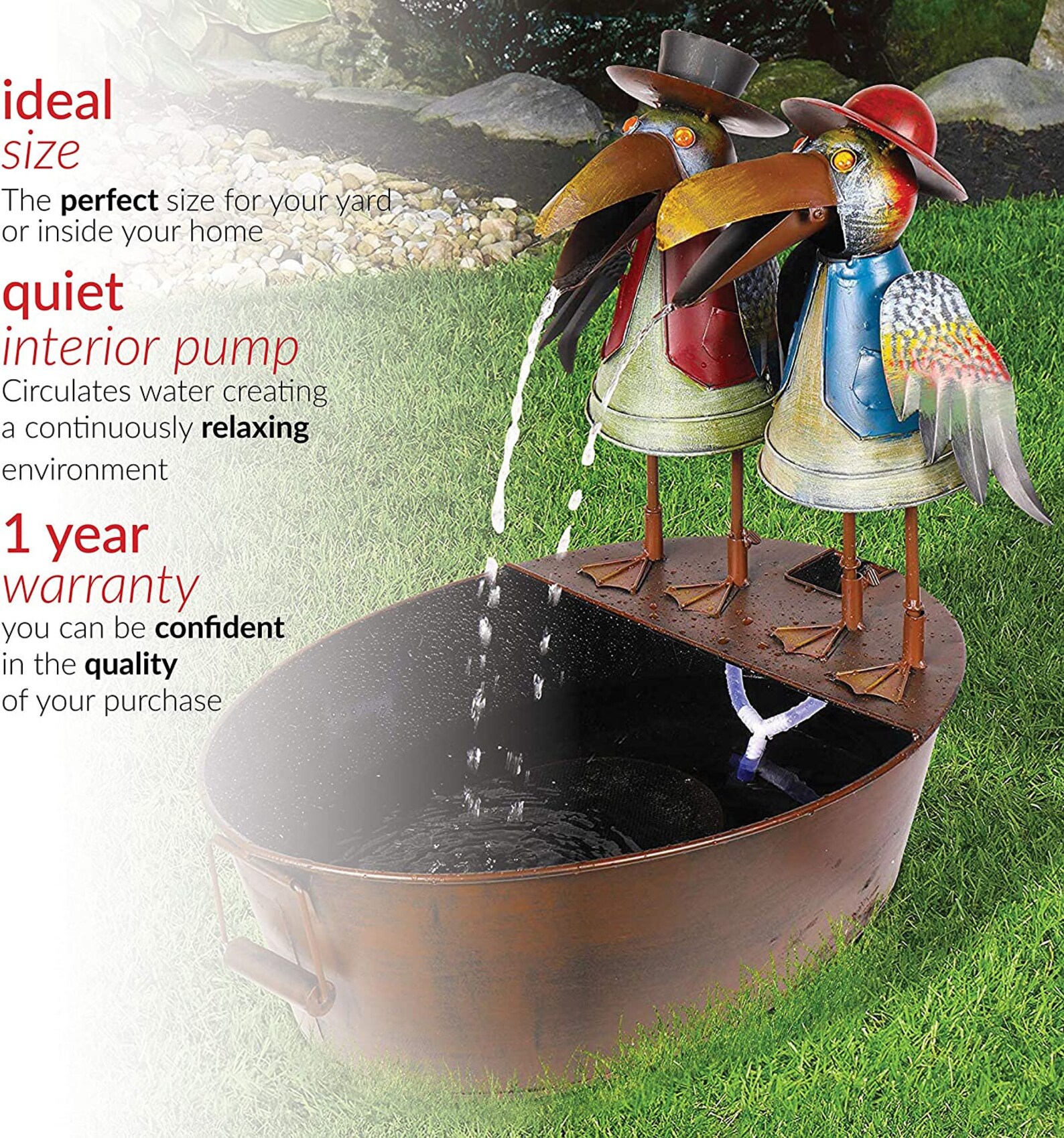 20 Tall Outdoor Metal Crow Water Fountain Yard Art Decor Etsy