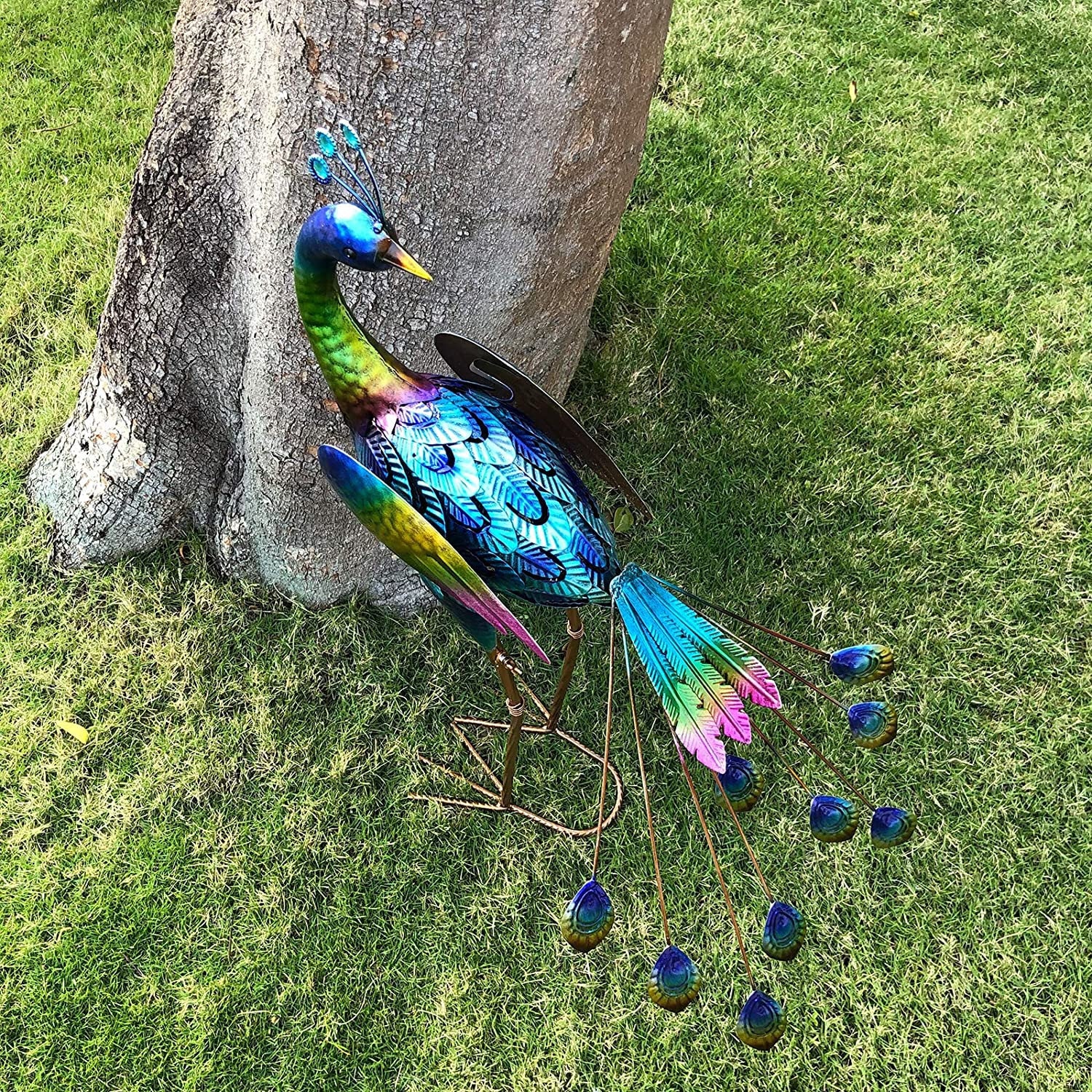 Metal Peacock Garden Statue 35 inch Garden Art Sculptures Etsy