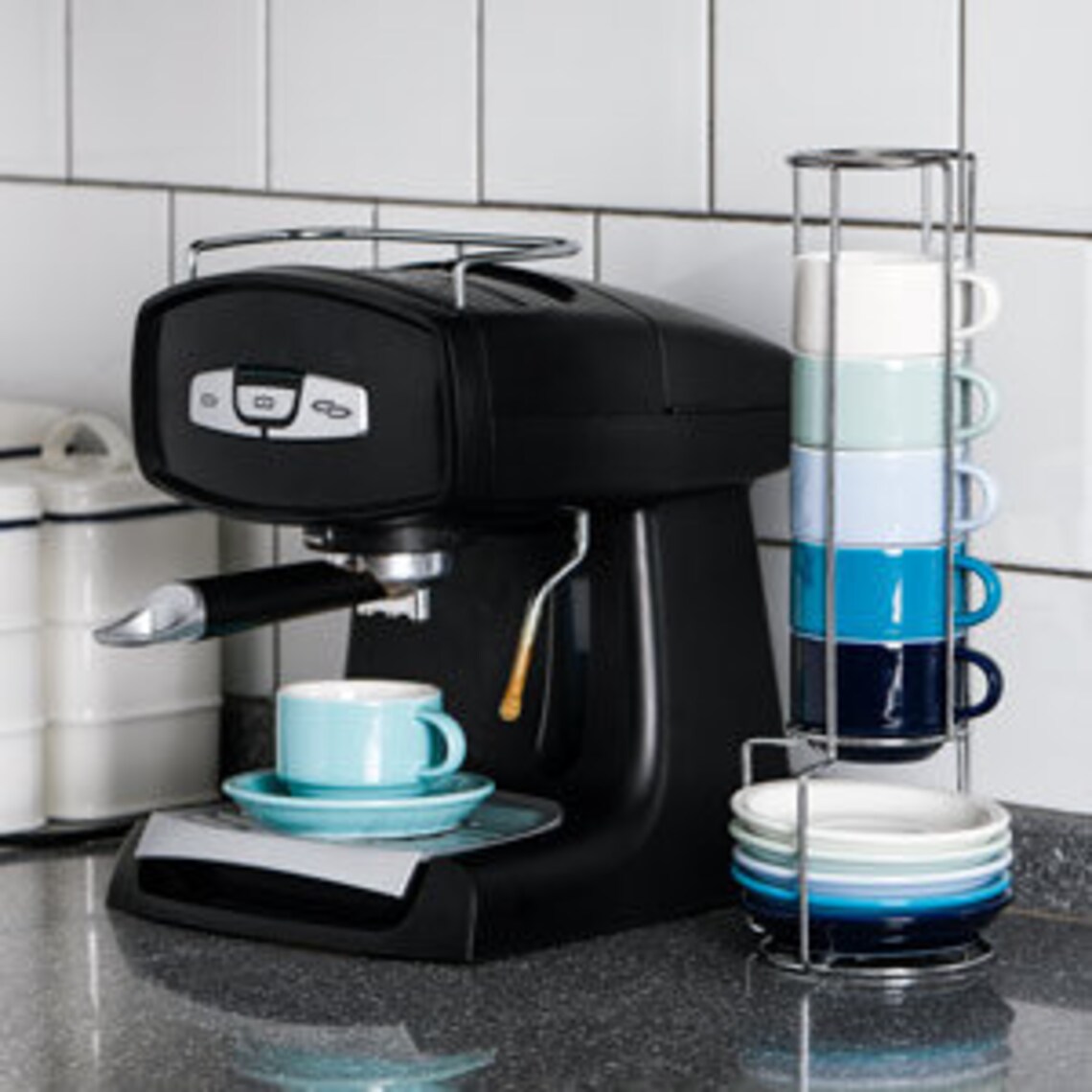 Set of 6 Stackable Espresso Cups with Saucers and Metal Stand Etsy