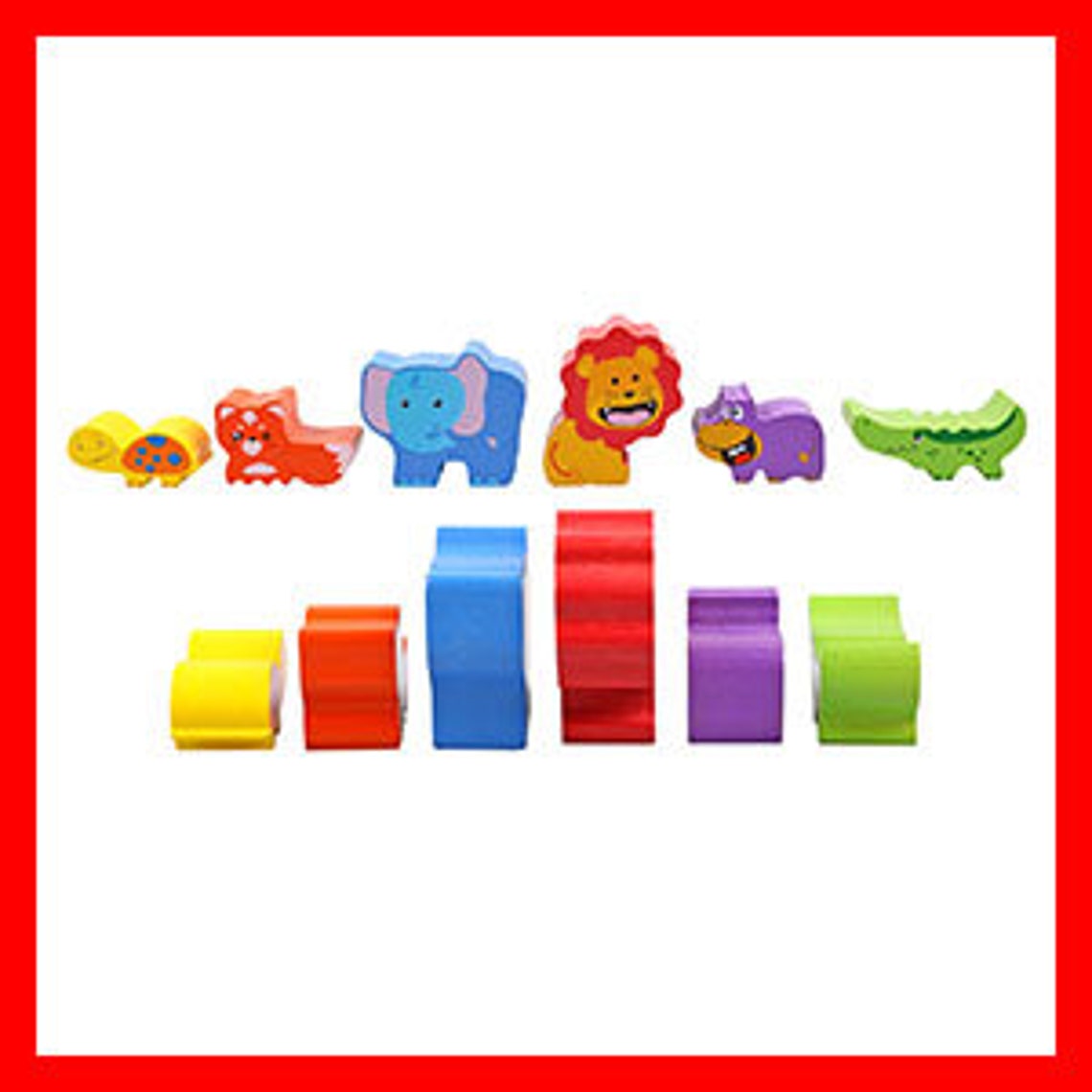 Wooden Stacking Building Animal Blocks Stacking Animals Toy Etsy
