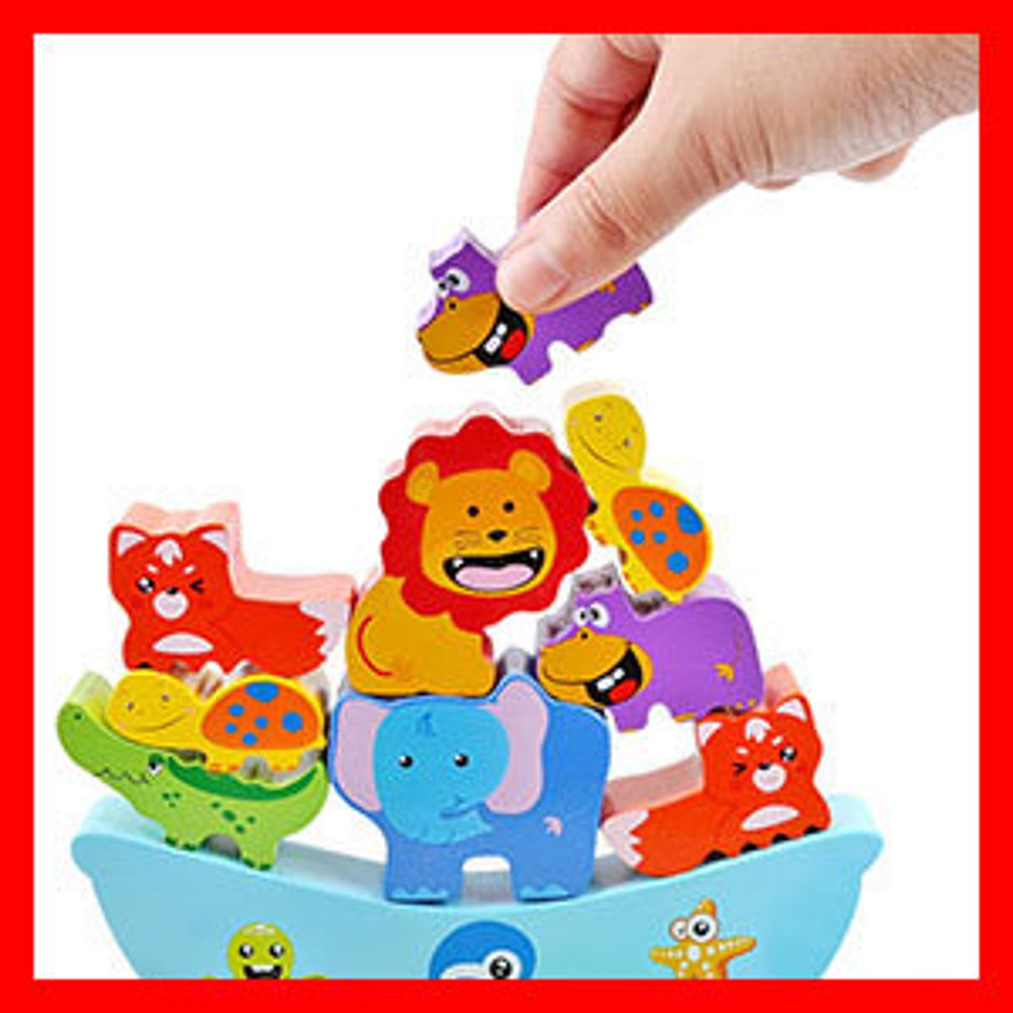 Wooden Stacking Building Animal Blocks Stacking Animals Toy Etsy