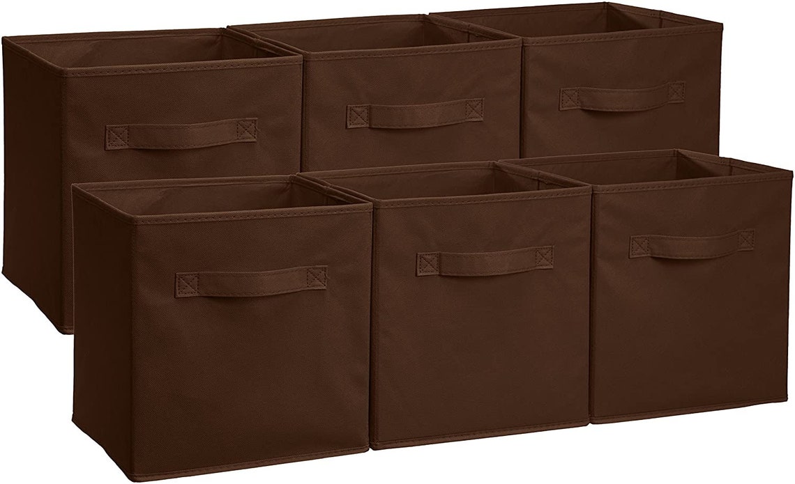 Collapsible Fabric Storage Cubes Organizer with Handles Brown Etsy