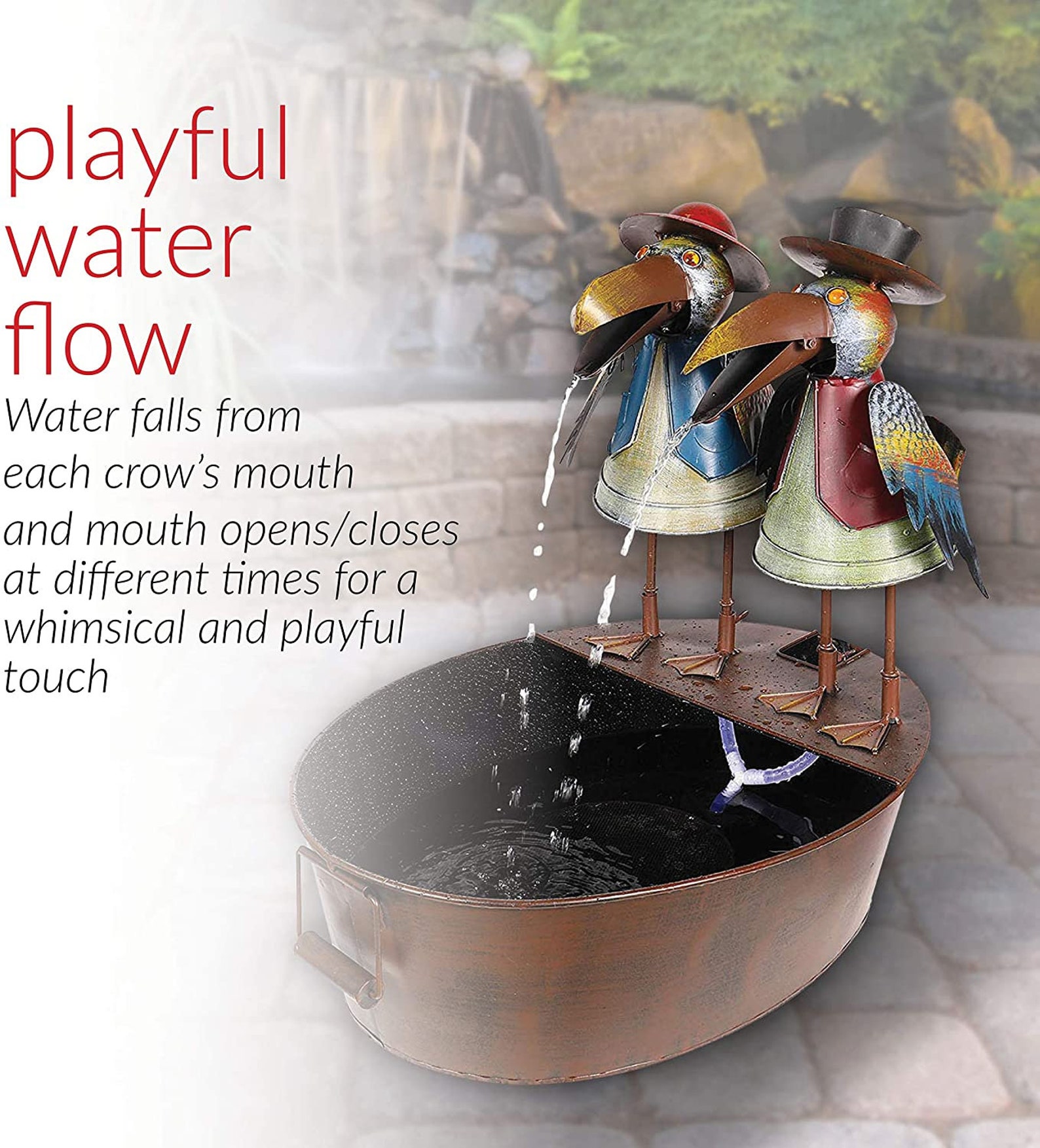 20 Tall Outdoor Metal Crow Water Fountain Yard Art Decor Etsy