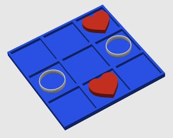 Valentines Day Tic-Tac-Toe Game - 3D Print STL Files - Entire Game - DIGITAL ONLY