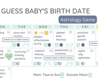 Babyshower Astrologie spel geboortedatum kalender