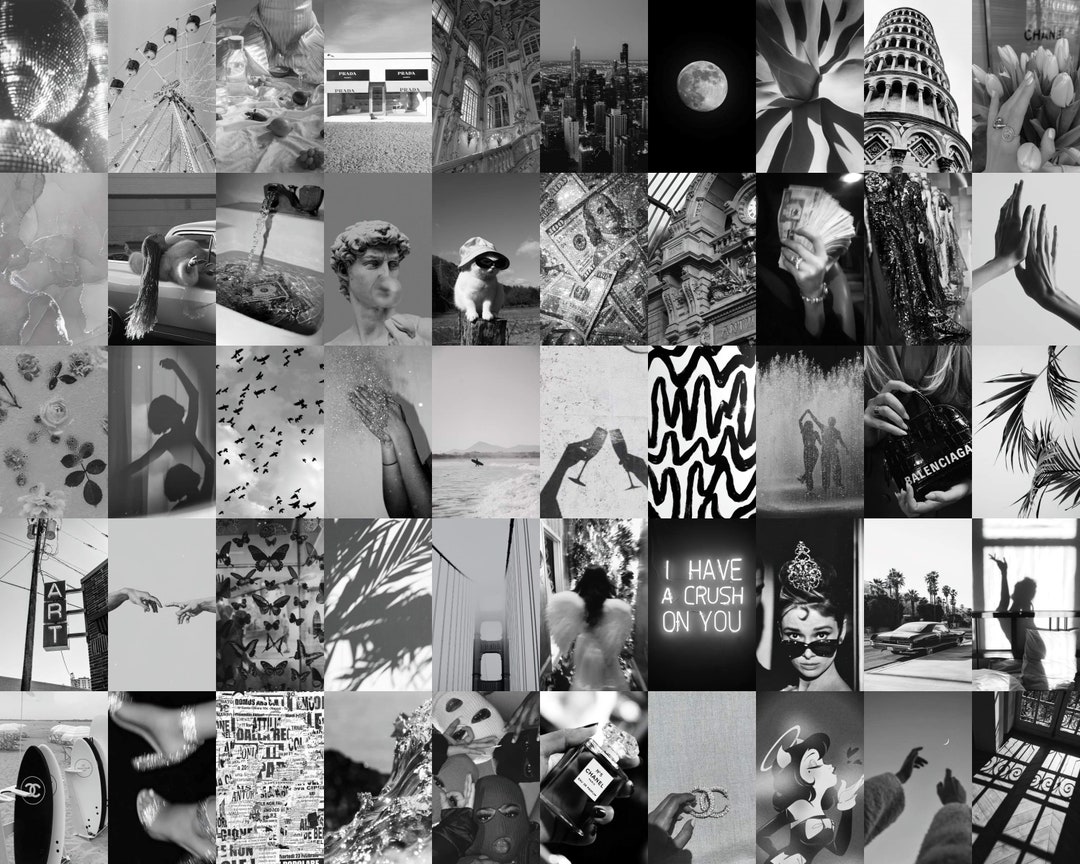Black and White Wall Collage Kit Boujee Aesthetic B&W - Etsy Singapore