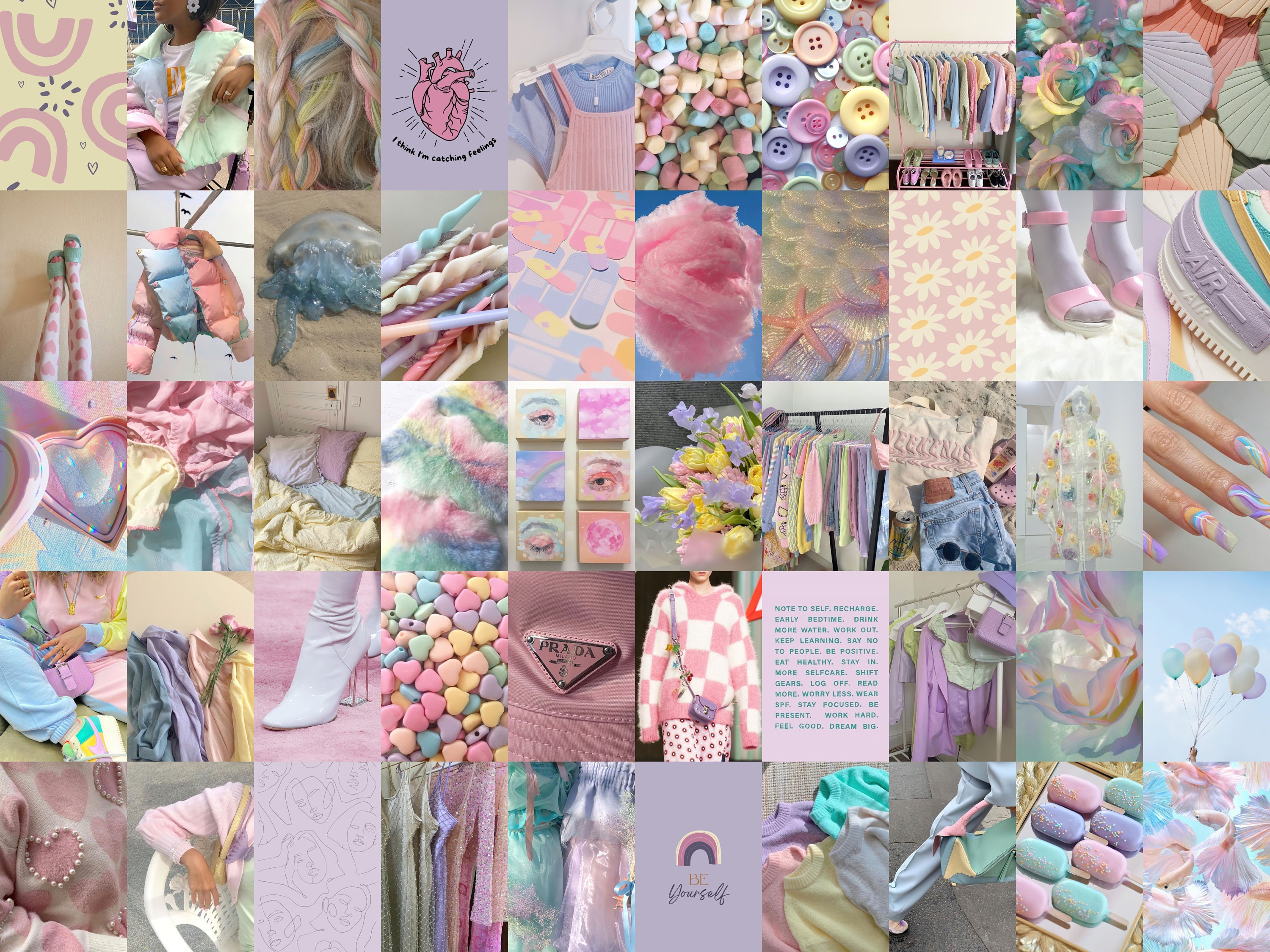 Cotton Candy Aesthetic Wall Collage Kit Pastel Wall Kit Etsy Australia