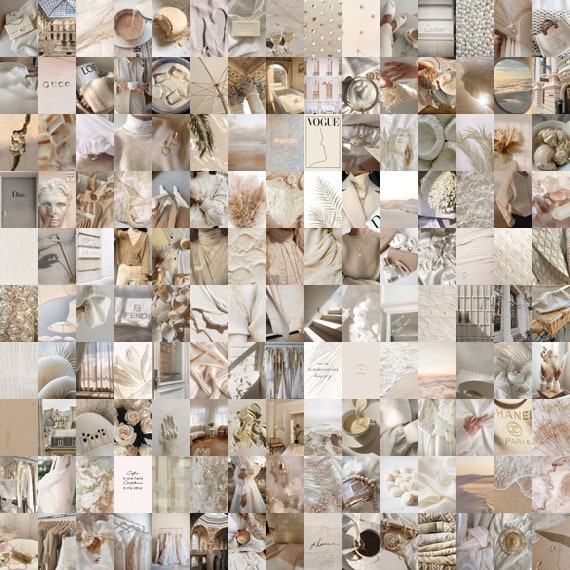 150 Pcs Cream Wall Collage Kit Pearl Aesthetic Ivory Etsy
