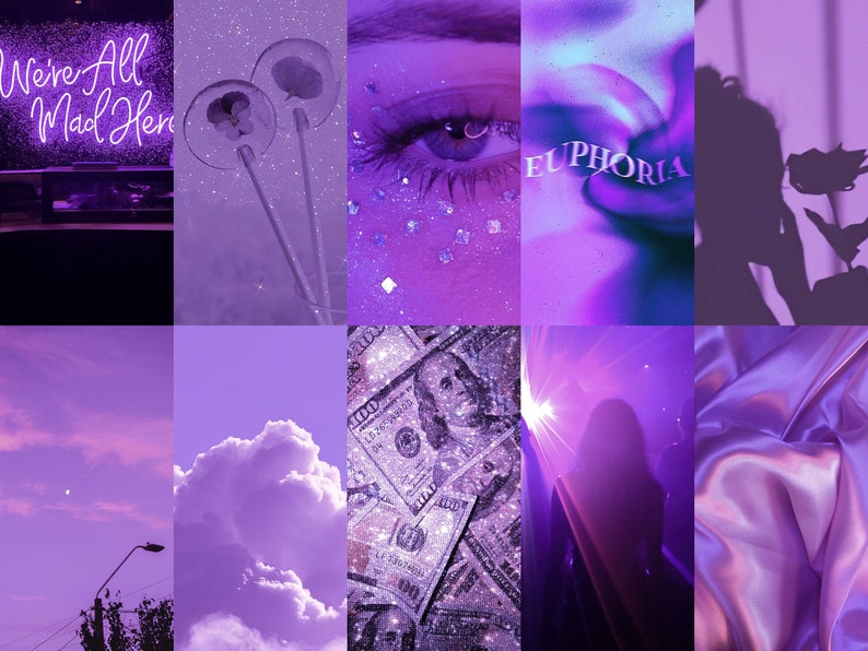 Neon Purple Wall Collage Kit Euphoria Aesthetic Dark Purple - Etsy