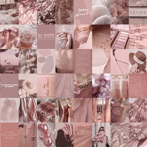 Rose Gold Wall Collage Kit, Dusty Rose Aesthetic, Soft Boujee Pink Photo Collage, DIGITAL Prints, Aesthetic Room Decor, Instant 60 Pcs