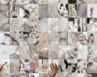 Parisian Aesthetic Wall Collage Kit, White Cream Photo Collage, DIGITAL Prints, Aesthetic Pictures For Wall Collage White, Instant 70 Pcs