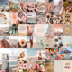 VSCO Summer Wall Collage Kit, Beach Photo Collage, Peach, DIGITAL Prints, Aesthetic Room Decor, Instant 60 Pcs