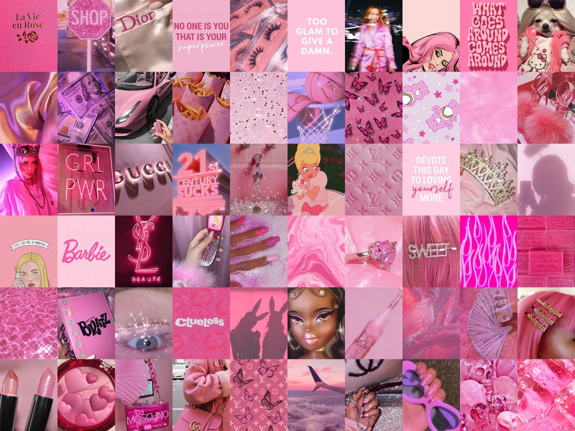 Boujee Pink Aesthetic Wall Collage Kit Pink Wall Collage Etsy Wall ...