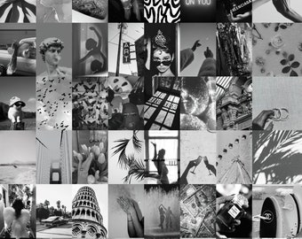 Black And White Wall Collage Kit, Boujee Aesthetic, B&W, DIGITAL Prints, Aesthetic Pictures For Wall Collage White, Instant 50 Pcs